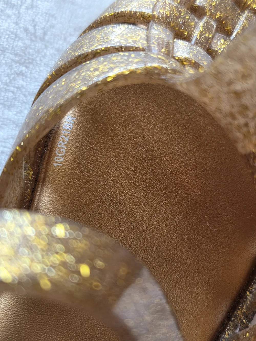 Mini Melissa Gold Glitter Jelly Sandals Girls Size 2